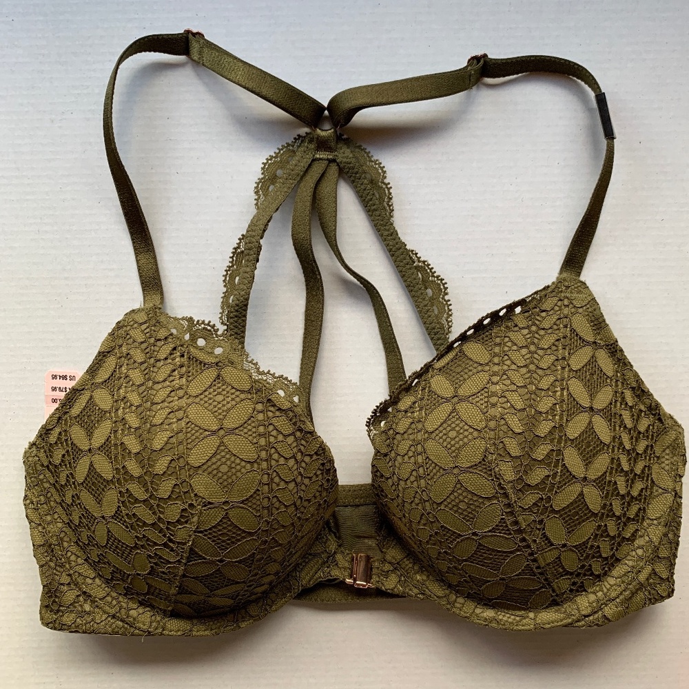 NWT Victoria's Secret Dream Angels Push-Up Bra in Olive Green- 32C